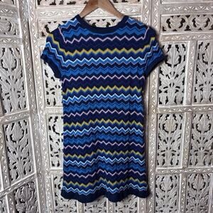 Missoni for Target Short Knit Dress Womens S Navy Blue Yellow Chevron Hippe Boho